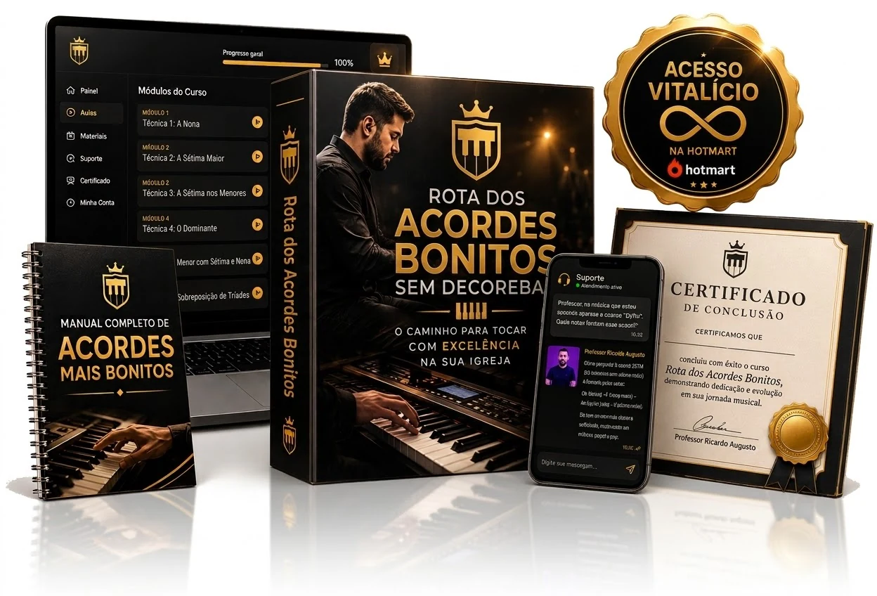 Tudo o que você recebe na Rota dos Acordes Bonitos Sem Decoreba